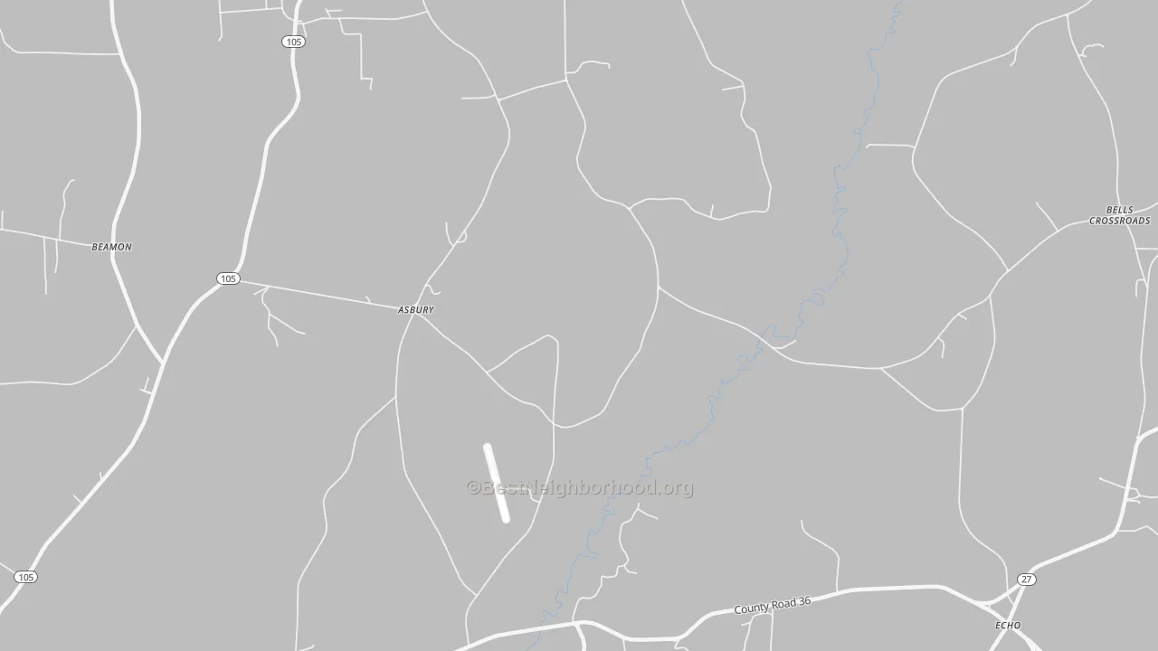Transit Grade map of Asbury, AL