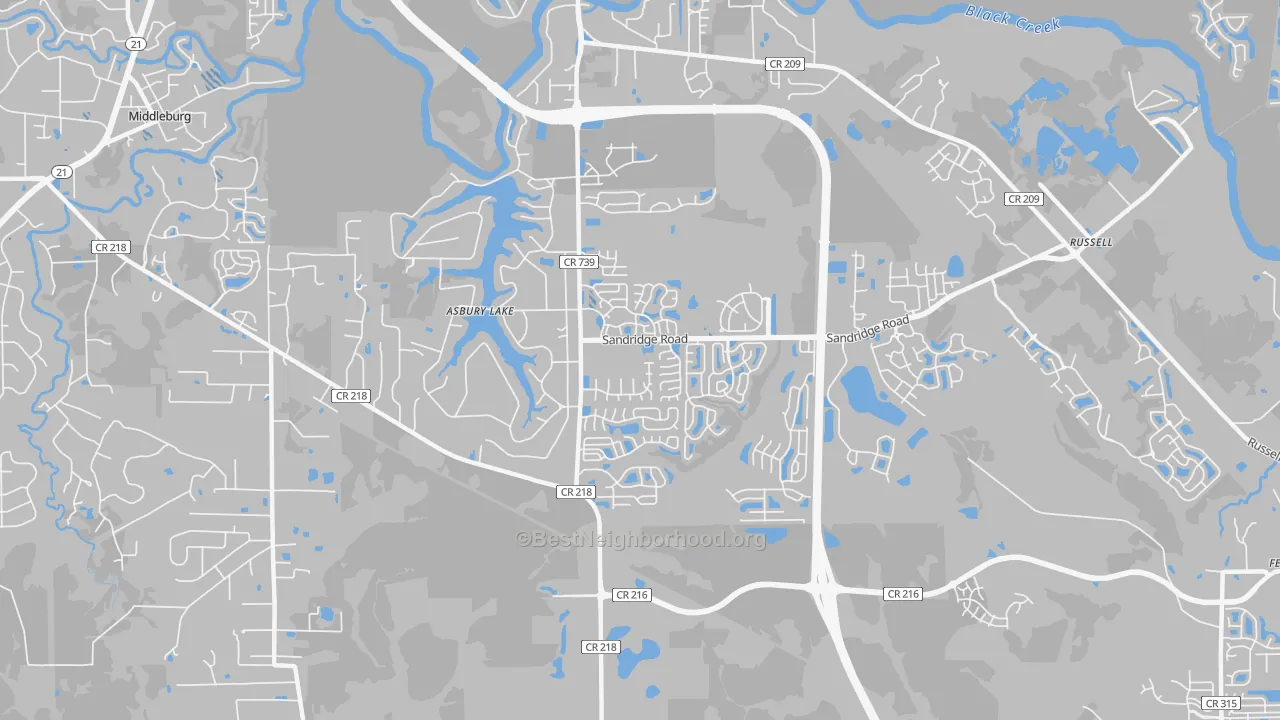 Transit Grade map of Asbury Lake, FL