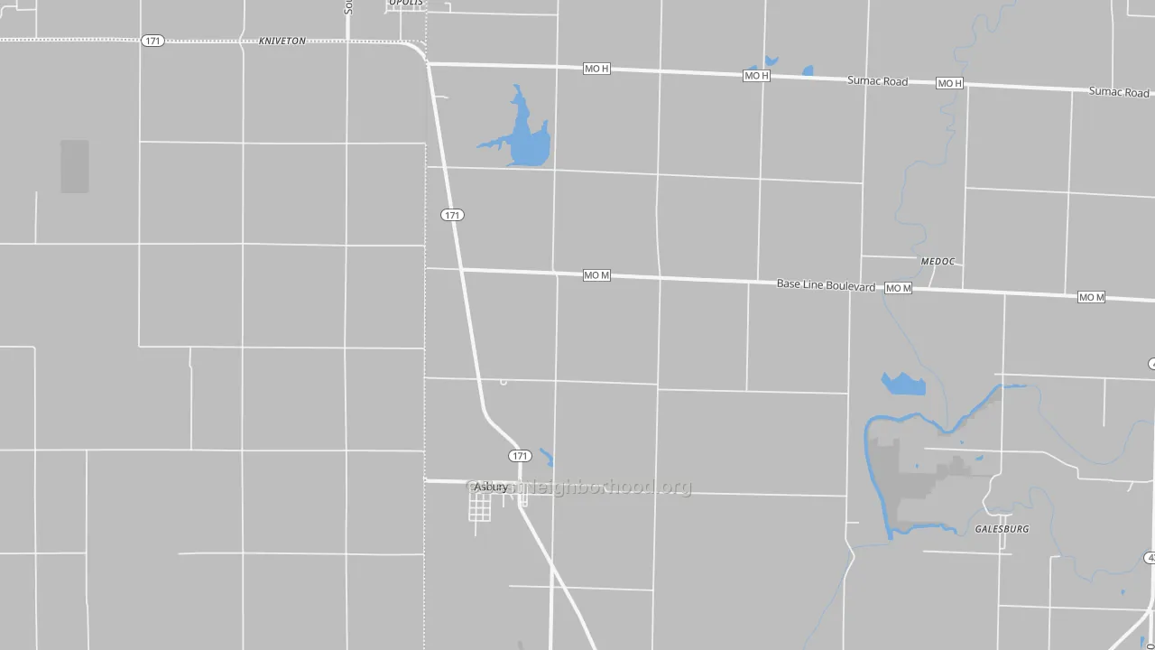 Transit Grade map of Asbury, MO