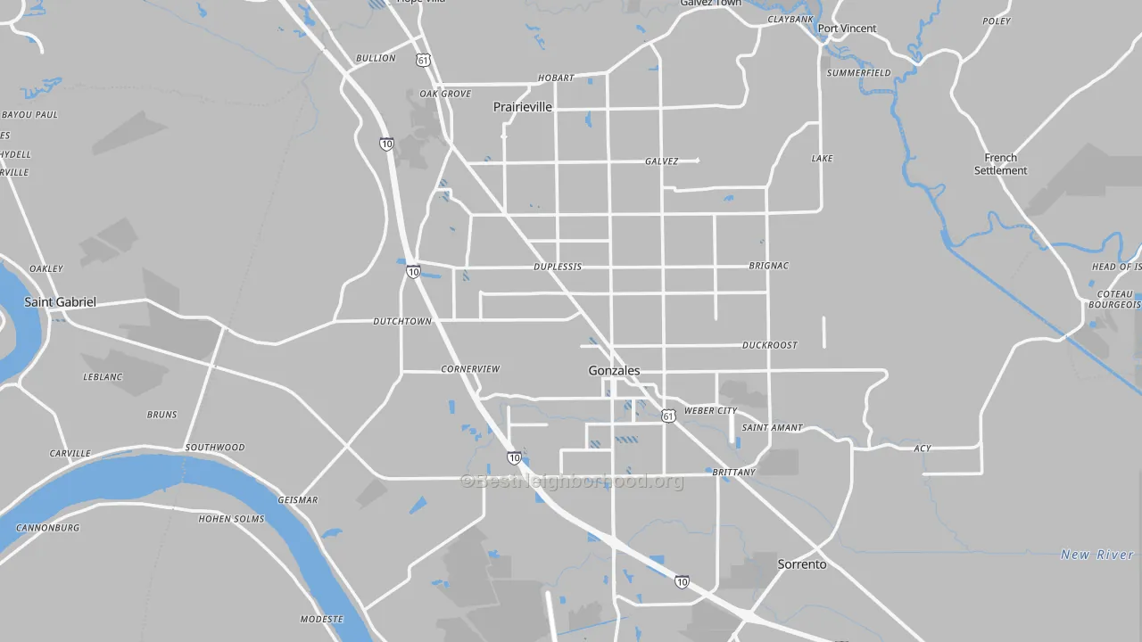 Transit Grade map of Ascension Parish, LA
