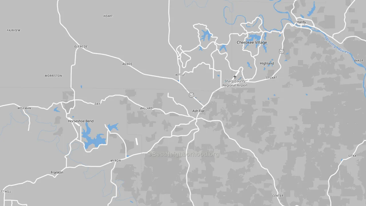 Transit Grade map of Ash Flat, AR