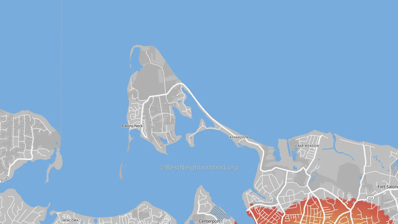 Transit Grade map of Asharoken, NY