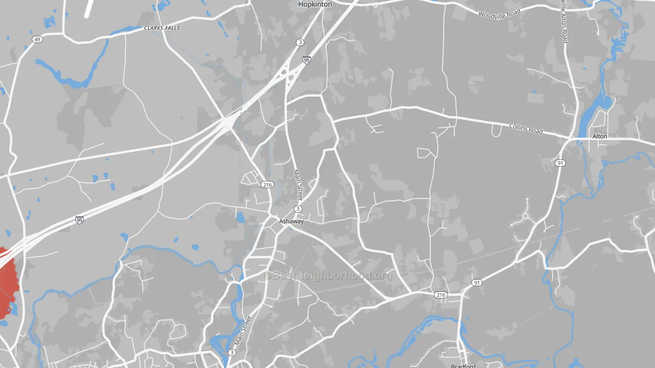 Transit Grade map of Ashaway, RI