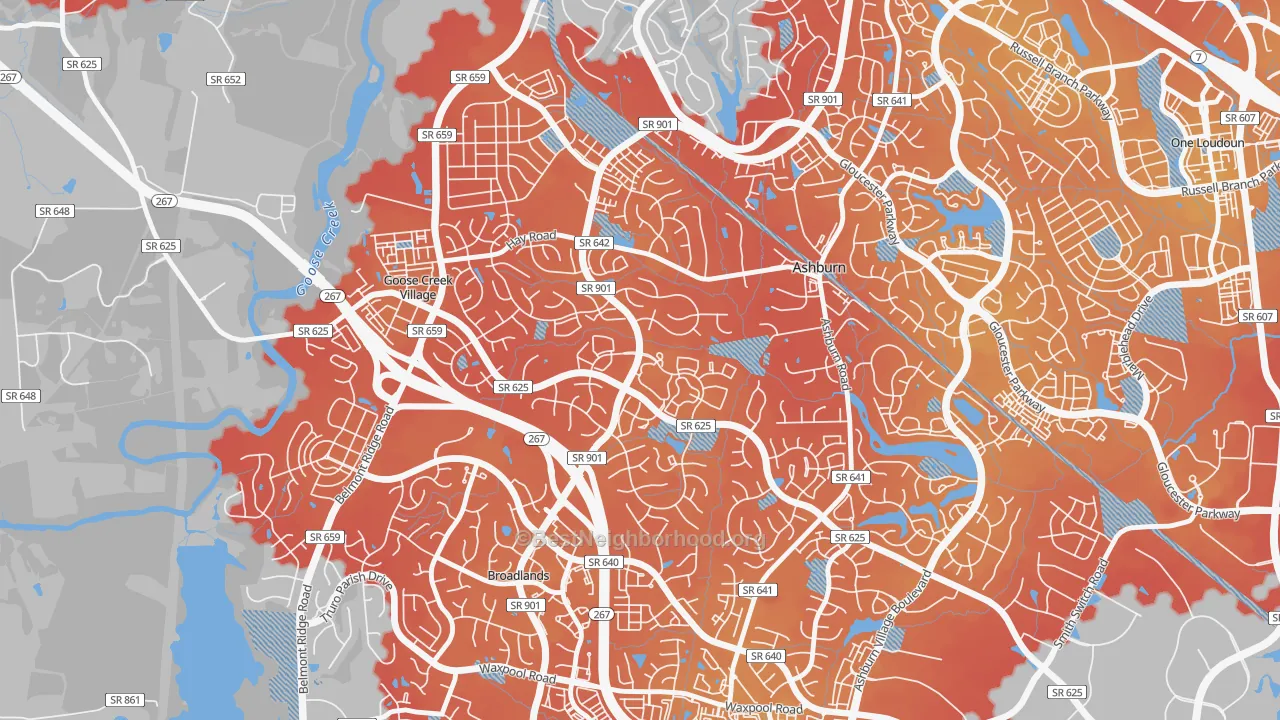 Transit Grade map of Ashburn Farm, Ashburn, VA