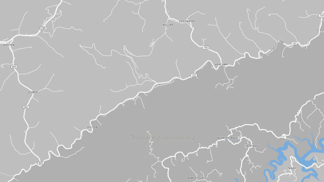 Transit Grade map of Ashcamp, KY