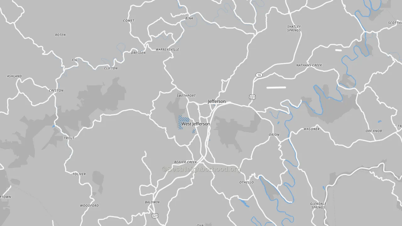 Transit Grade map of Ashe County, NC