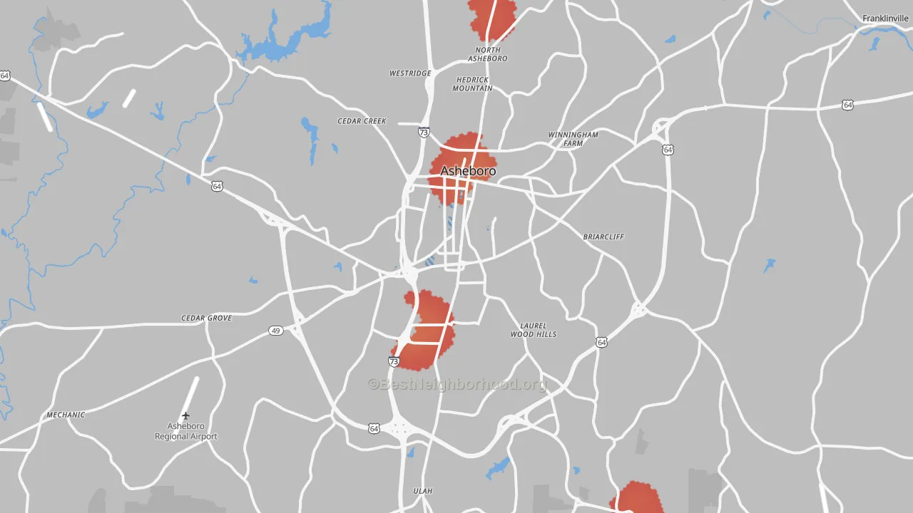 Transit Grade map of Asheboro, NC