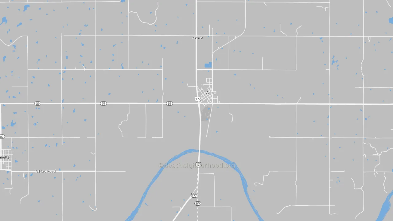 Transit Grade map of Asher, OK