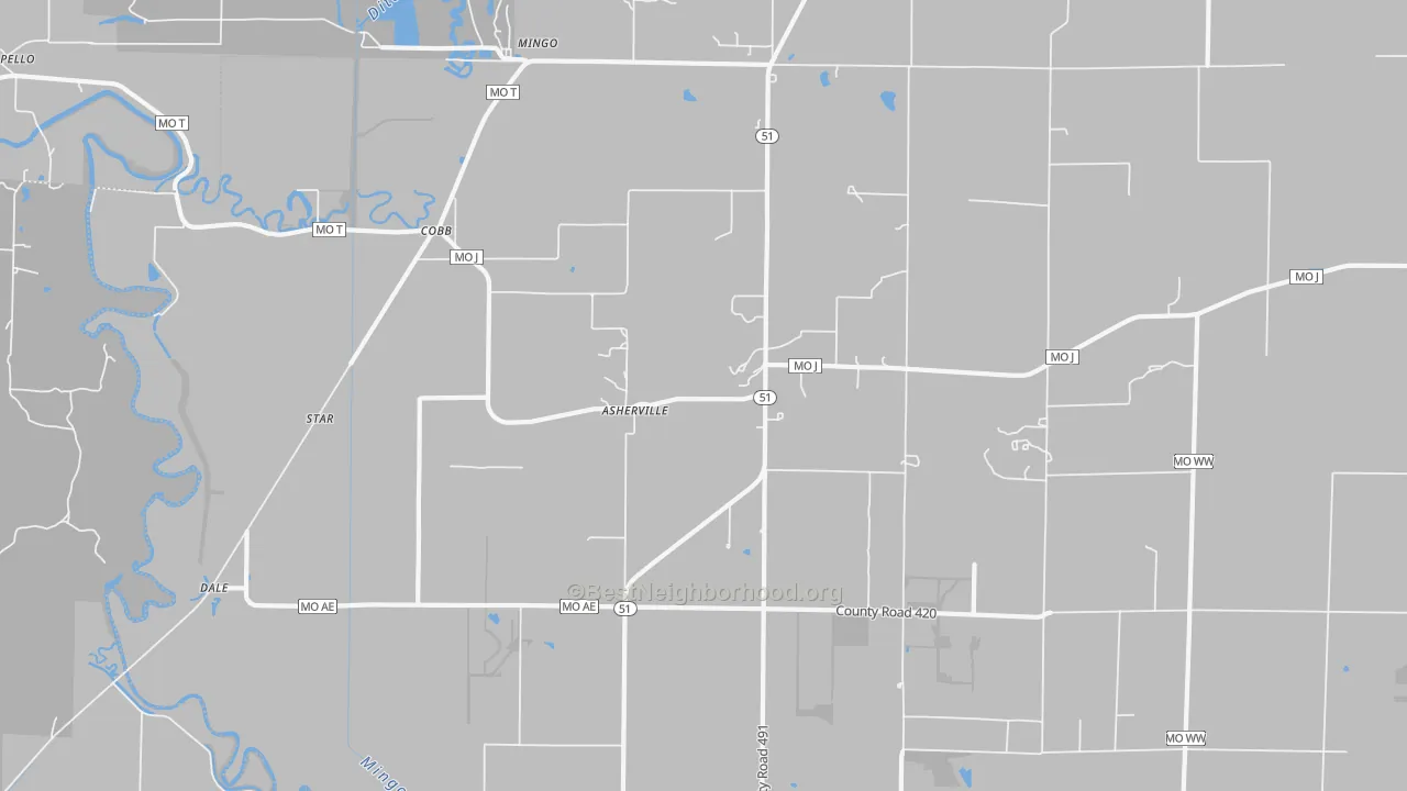 Transit Grade map of Asherville, MO
