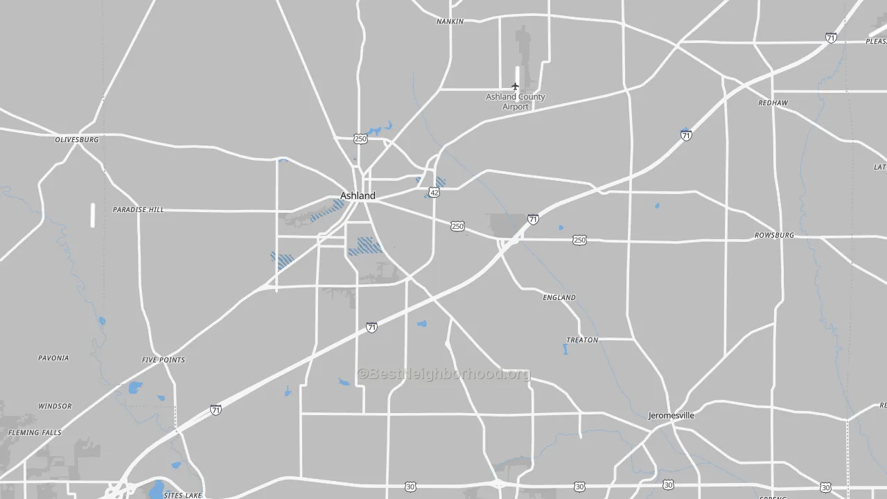 Transit Grade map of Ashland County, OH