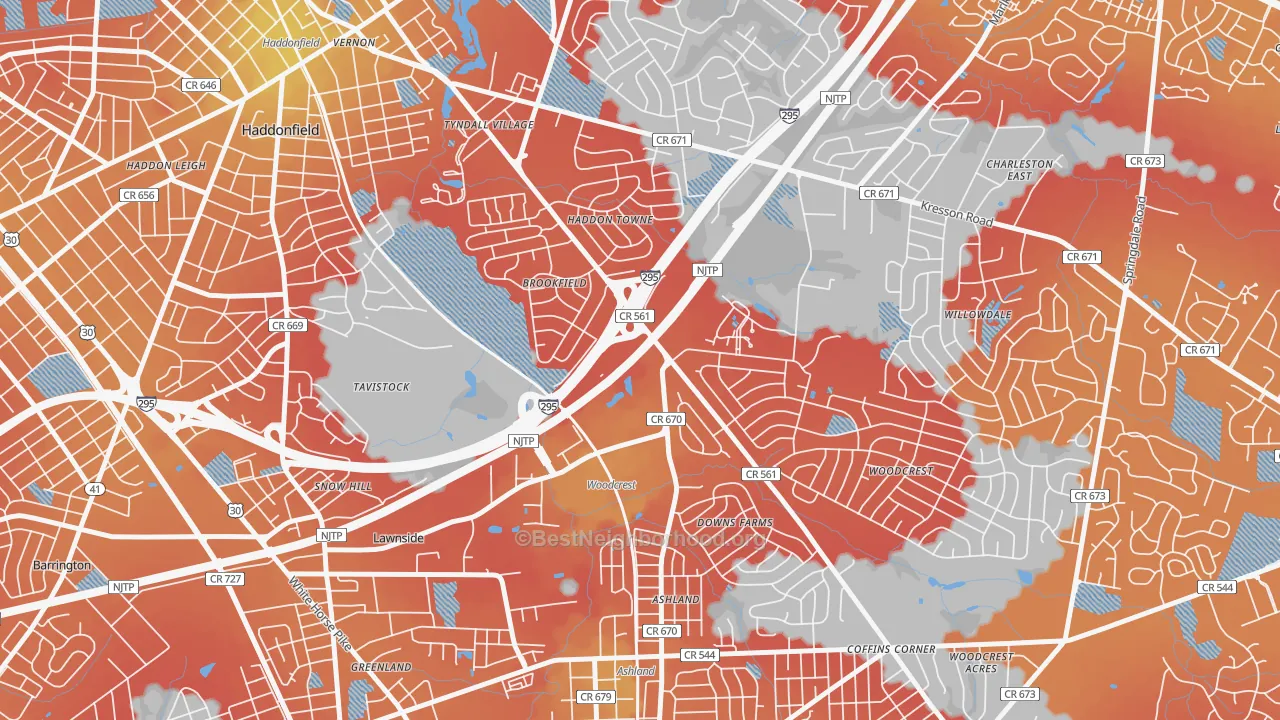 Transit Grade map of Ashland, NJ