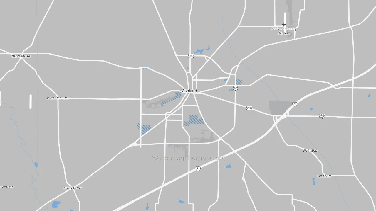 Transit Grade map of Ashland, OH