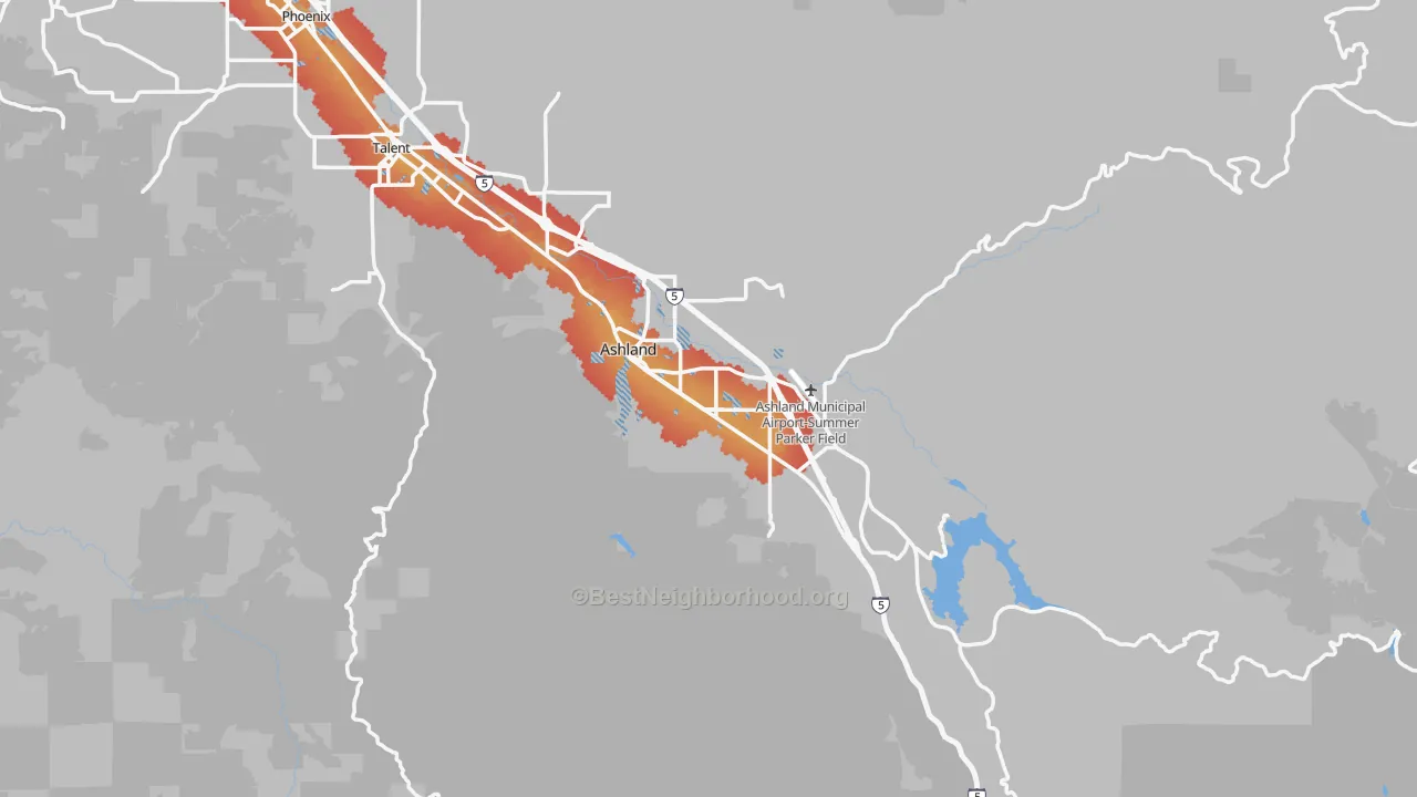 Transit Grade map of Ashland, OR