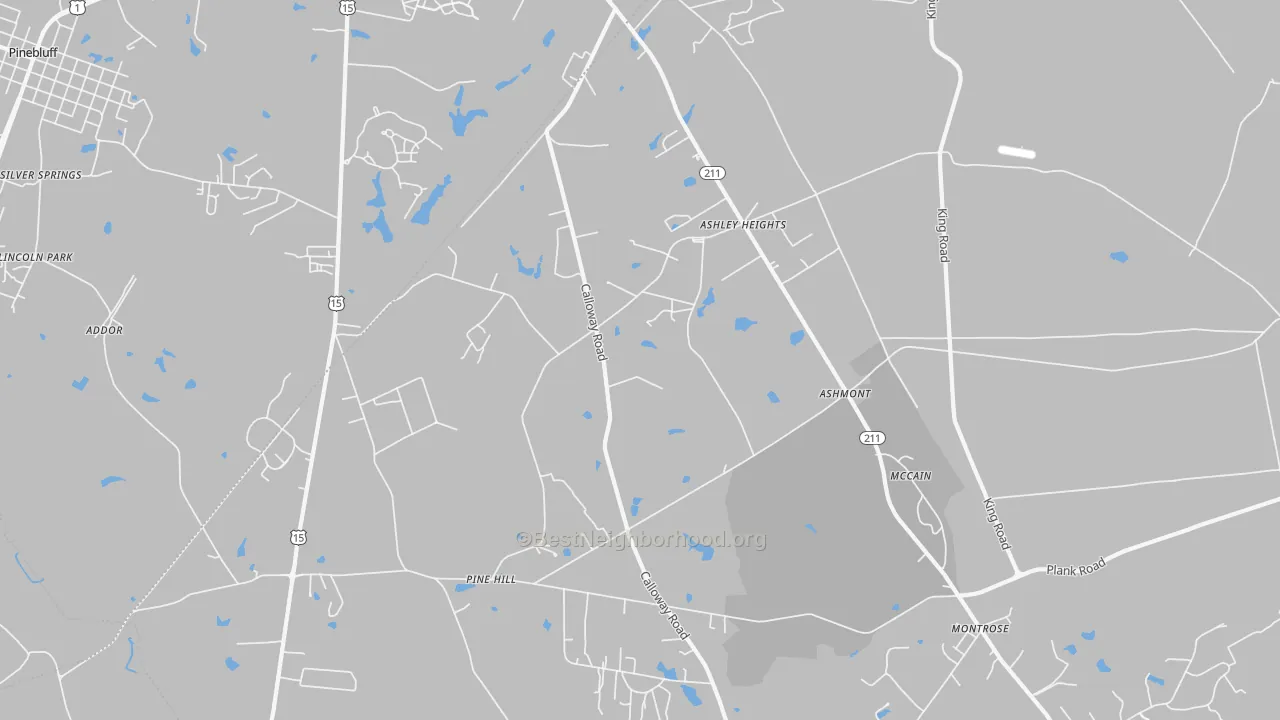 Transit Grade map of Ashley Heights, NC