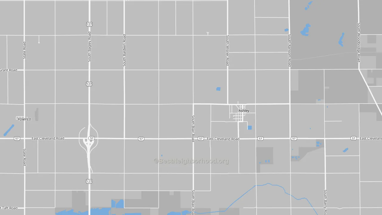 Transit Grade map of Ashley, MI
