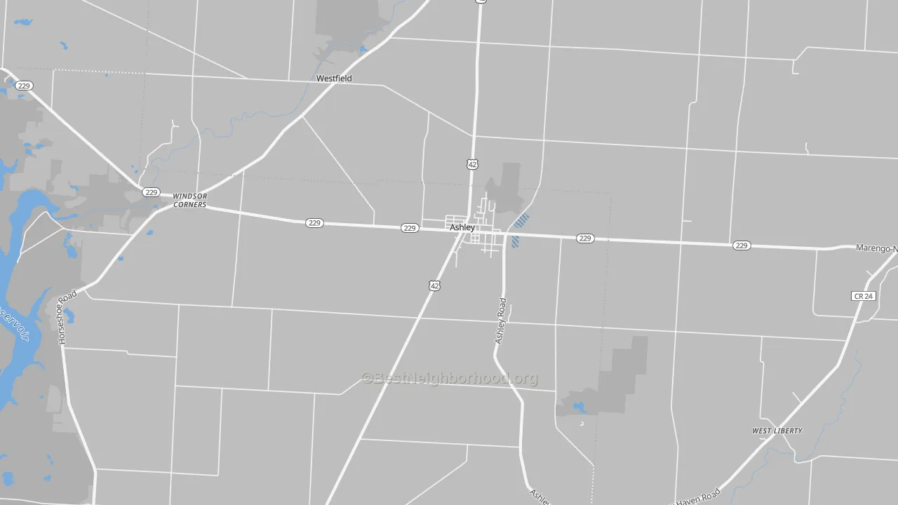 Transit Grade map of Ashley, OH
