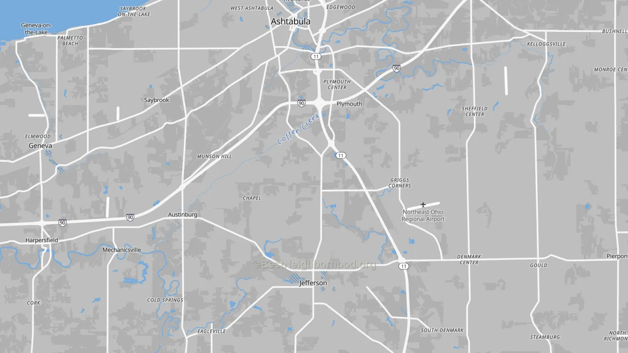 Transit Grade map of Ashtabula County, OH