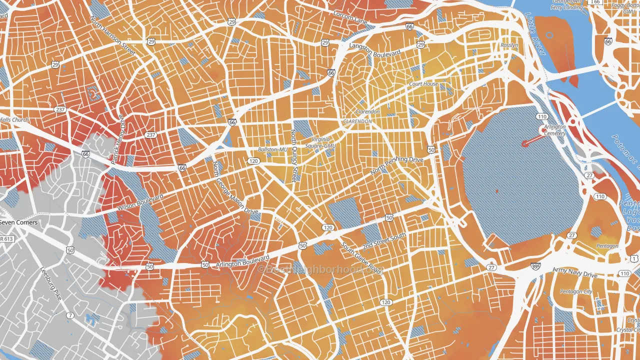Transit Grade map of Ashton Heights, Arlington, VA