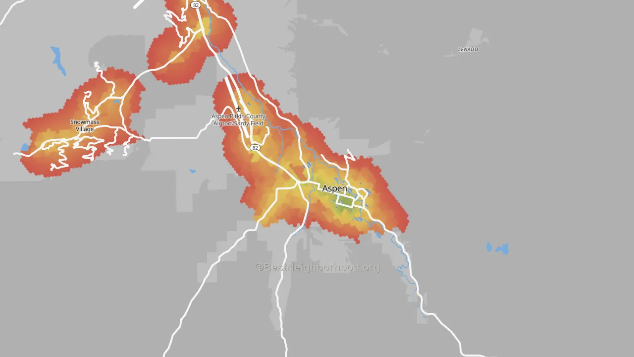 Transit Grade map of Aspen, CO