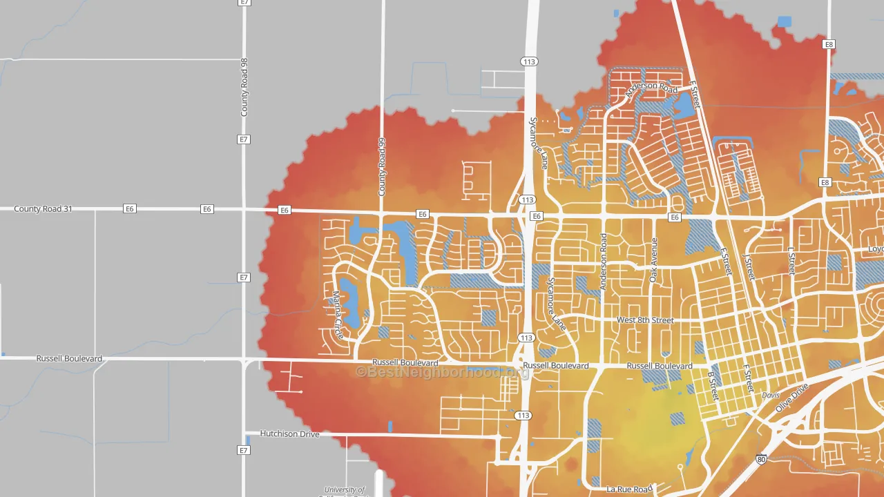 Transit Grade map of Aspen, Davis, CA