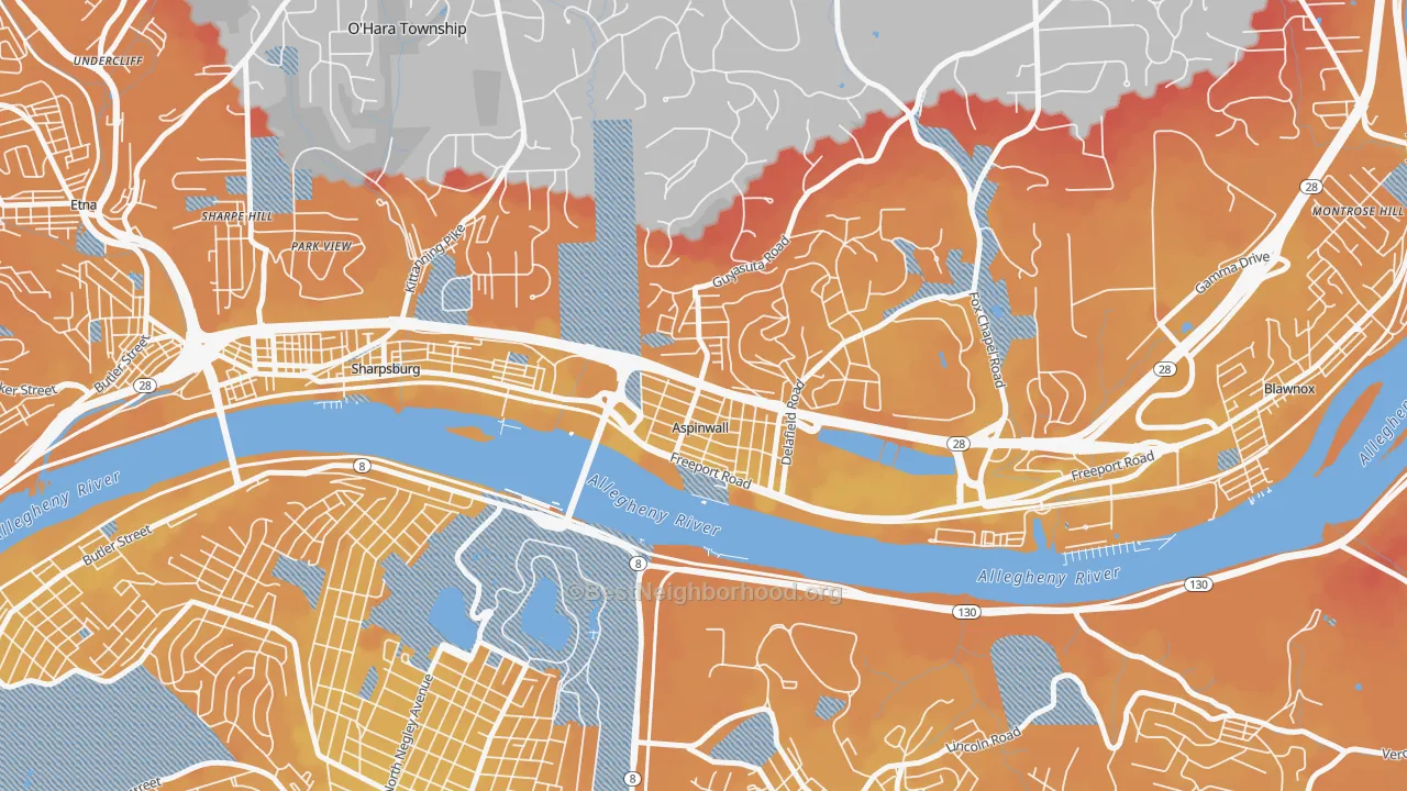 Transit Grade map of Aspinwall, PA