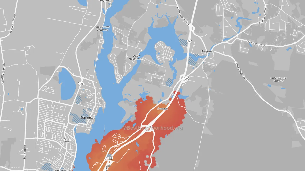 Transit Grade map of Assonet Bay Shores, MA