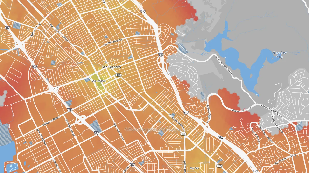 Transit Grade map of Assumption Parish, San Leandro, CA