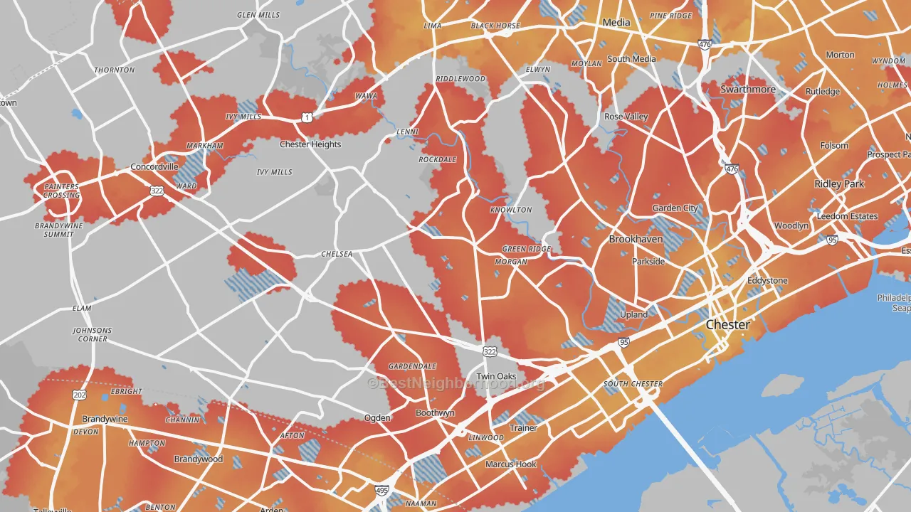 Transit Grade map of Aston, PA