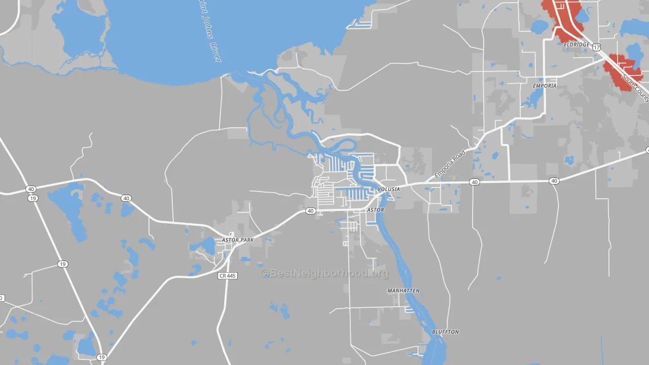 Transit Grade map of Astor, FL