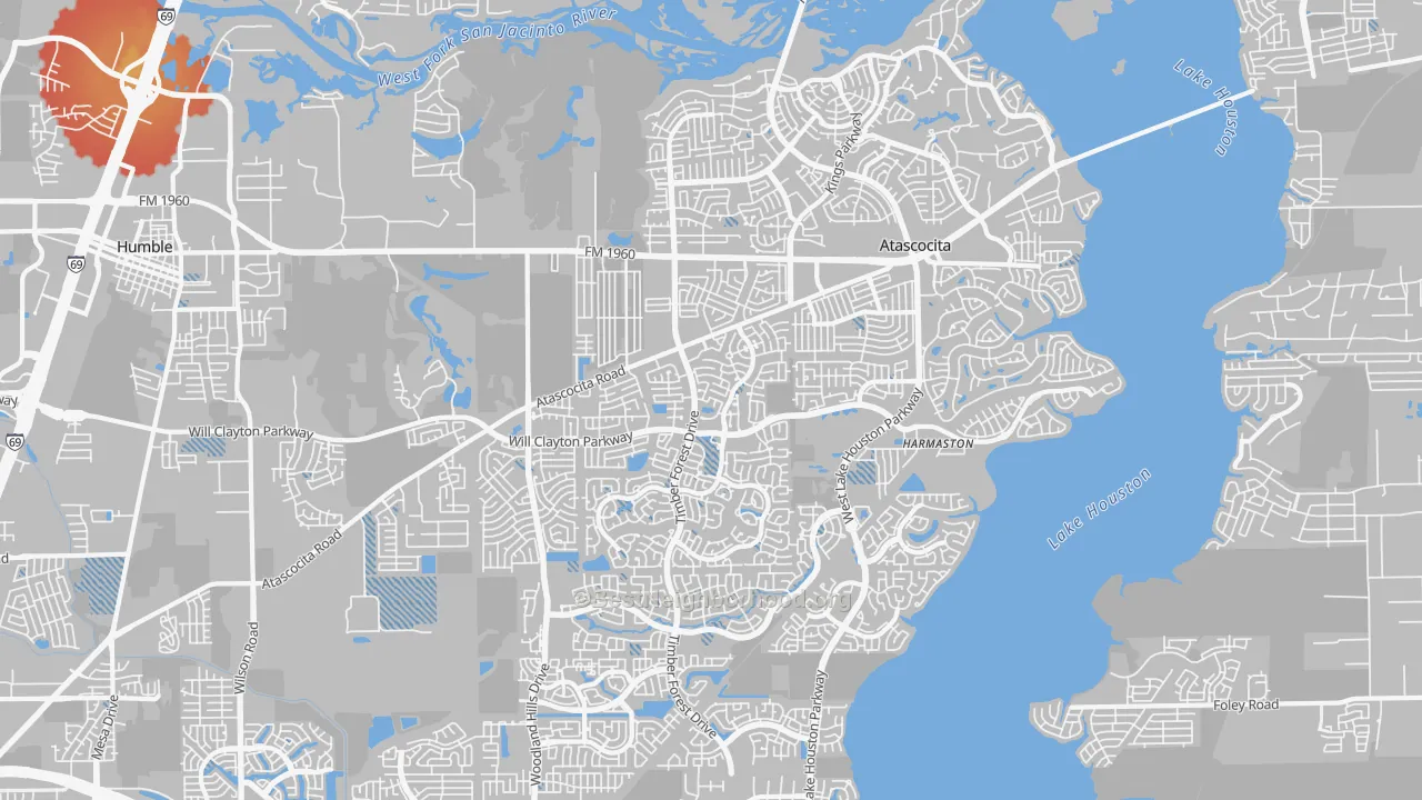 Transit Grade map of Atascocita, TX