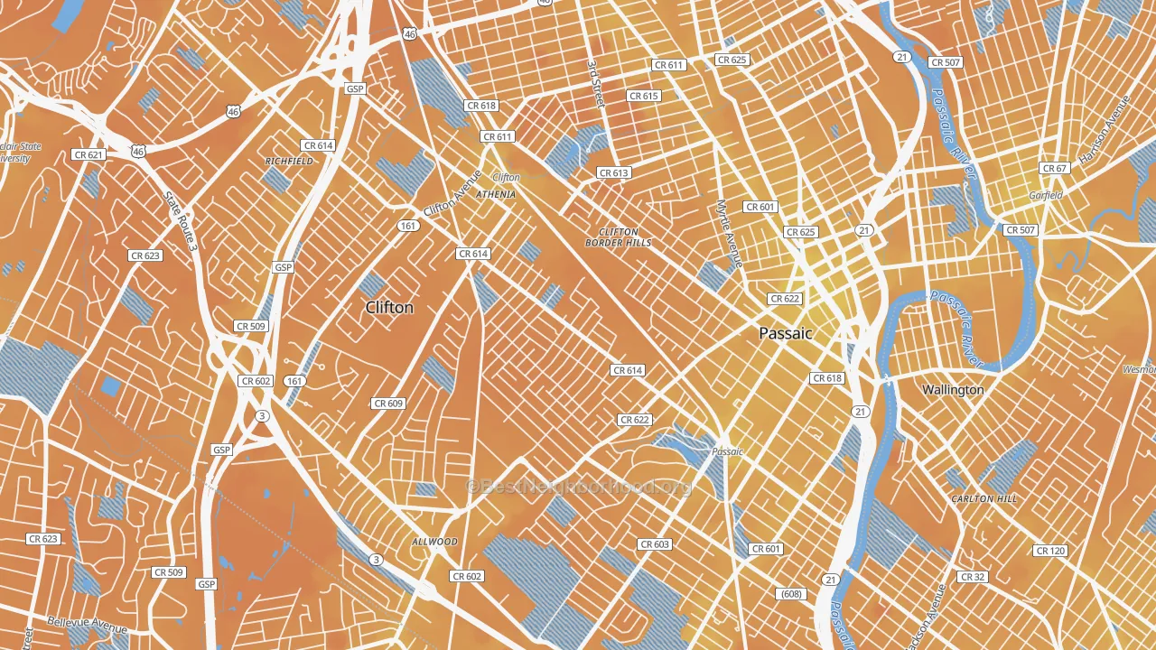 Transit Grade map of Athenia, Clifton, NJ
