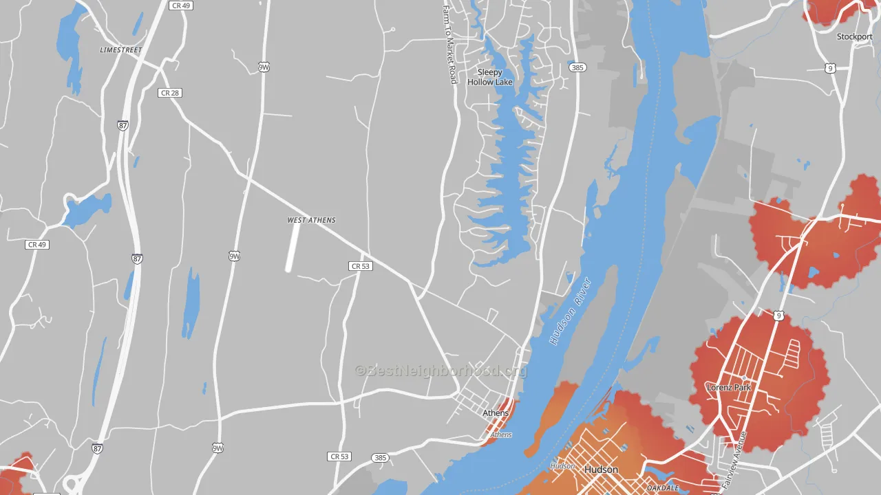 Transit Grade map of Athens, NY