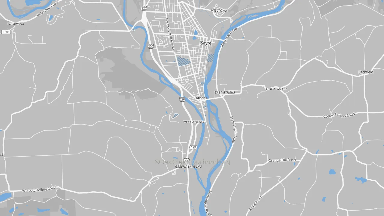 Transit Grade map of Athens, PA