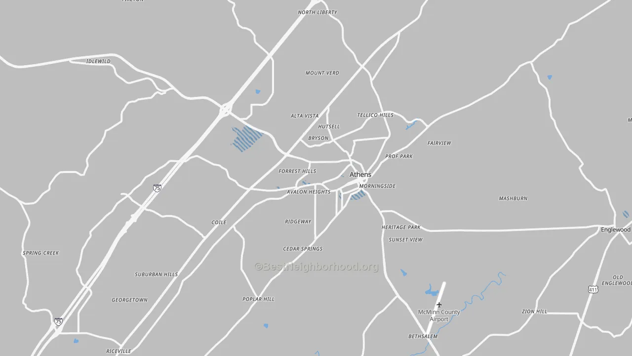 Transit Grade map of Athens, TN