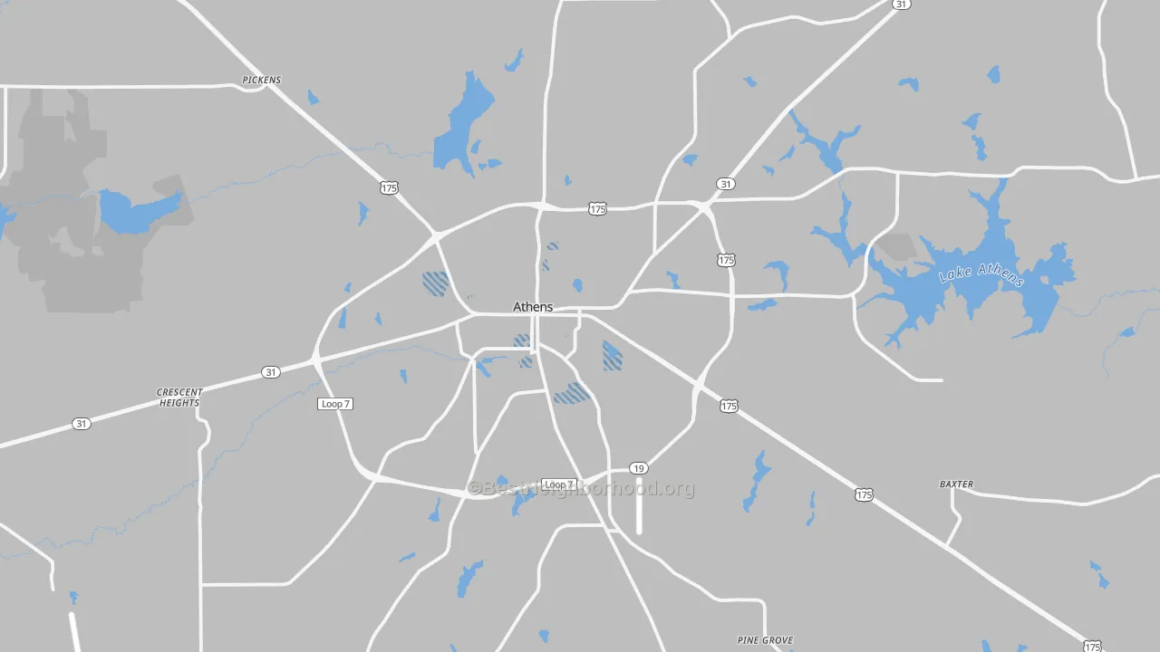 Transit Grade map of Athens, TX