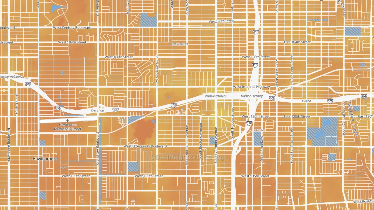 Transit Grade map of Athens, West Athens, CA