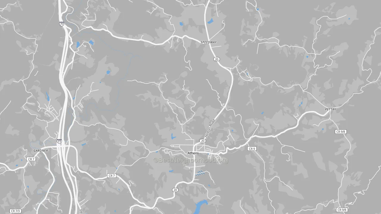 Transit Grade map of Athens, WV