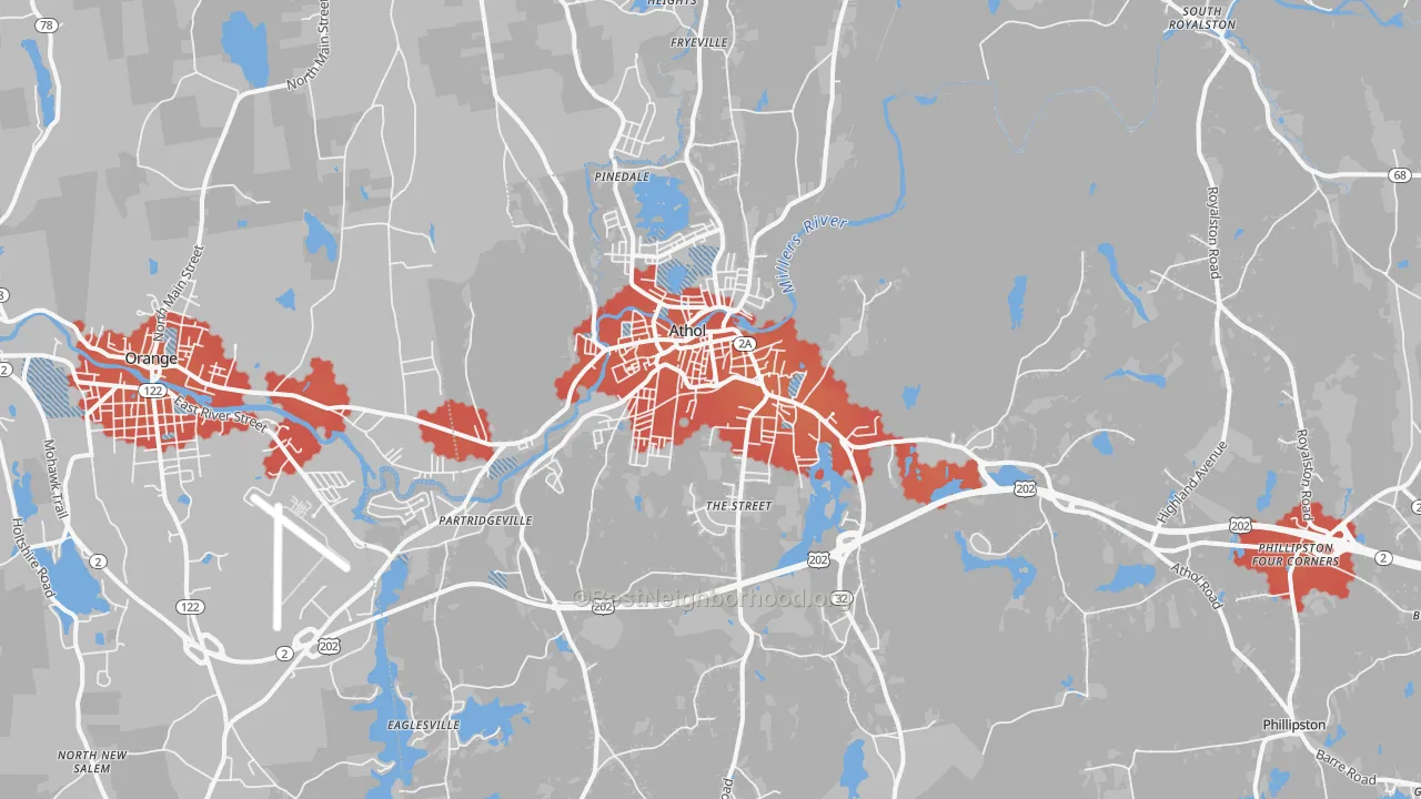 Transit Grade map of Athol, MA