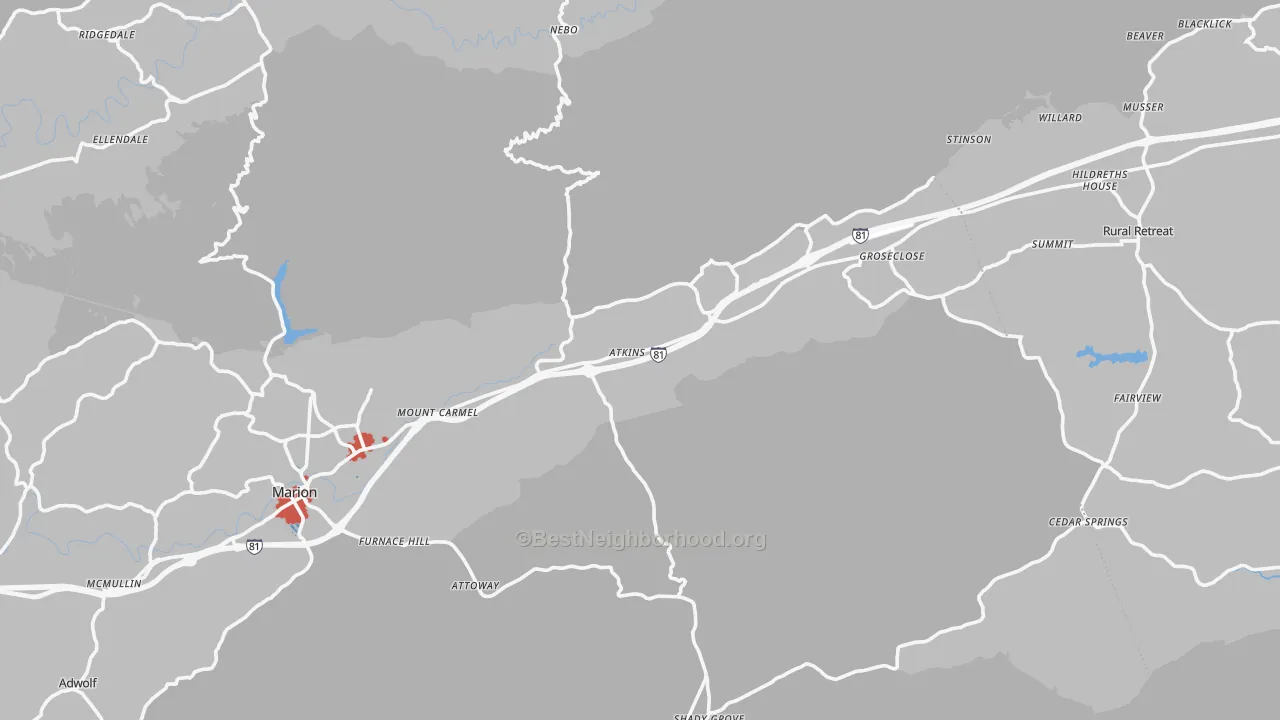 Transit Grade map of Atkins, VA