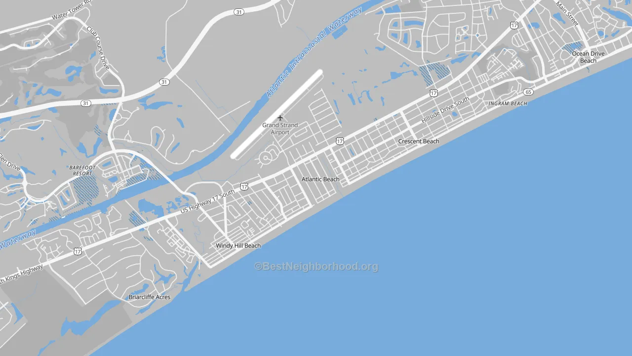 Transit Grade map of Atlantic Beach, SC