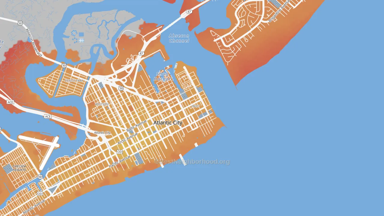 Transit Grade map of Atlantic City Inlet, Atlantic City, NJ