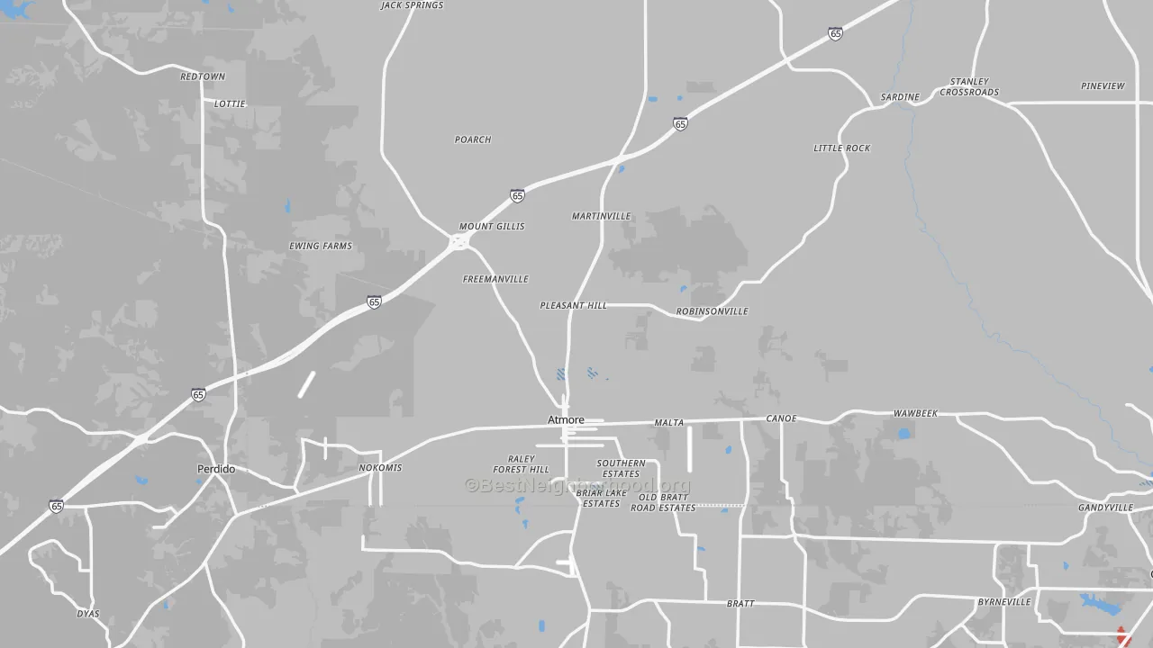 Transit Grade map of Atmore, AL