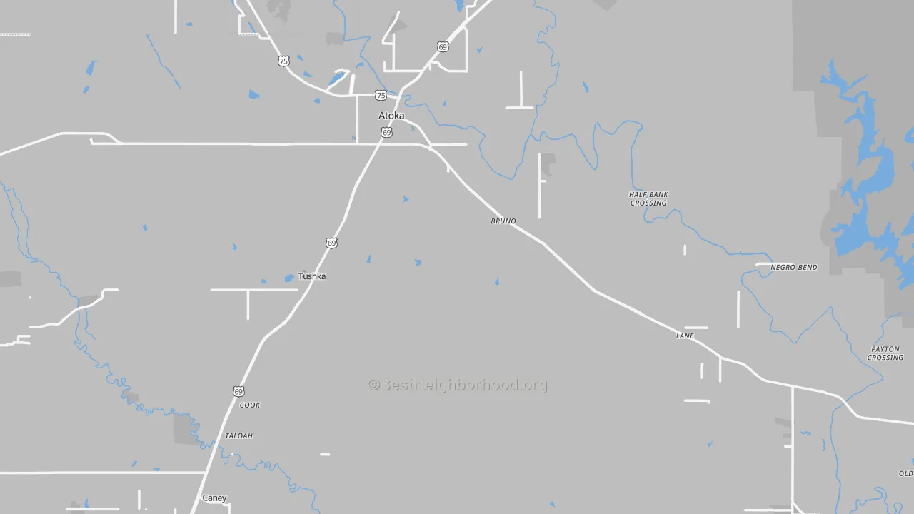 Transit Grade map of Atoka County, OK