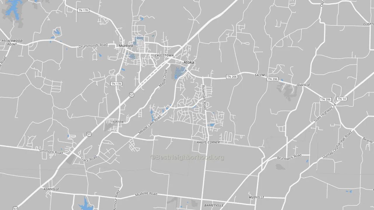 Transit Grade map of Atoka, TN