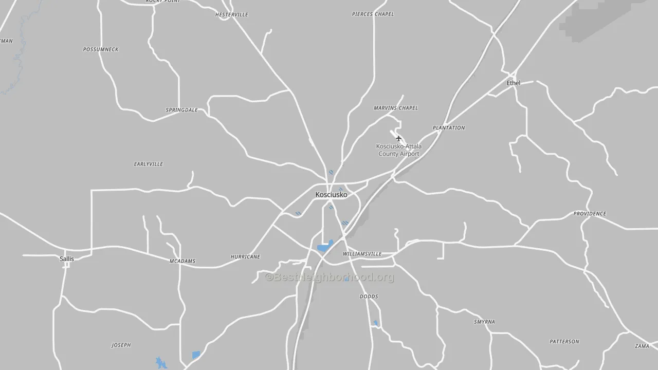 Transit Grade map of Attala County, MS