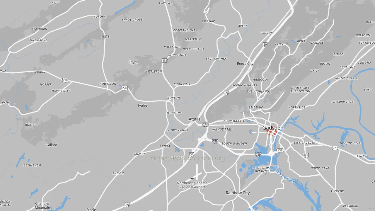Transit Grade map of Attalla, AL