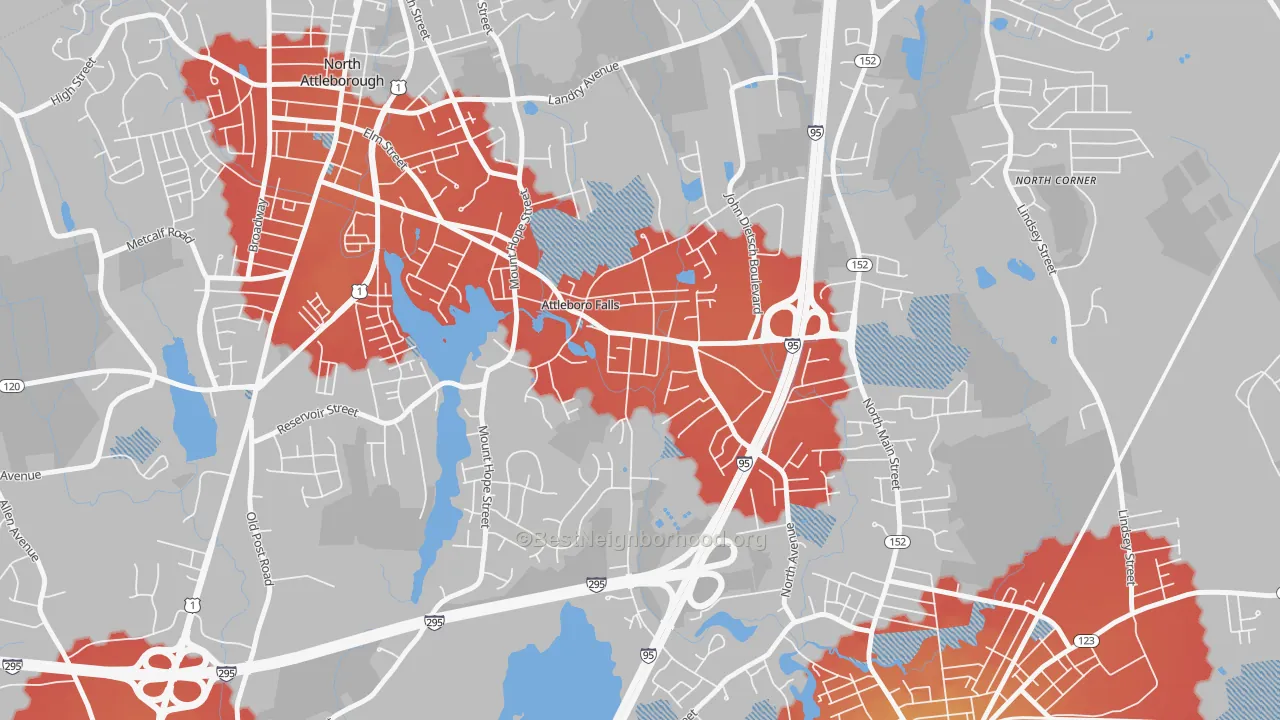 Transit Grade map of Attleboro Falls, MA