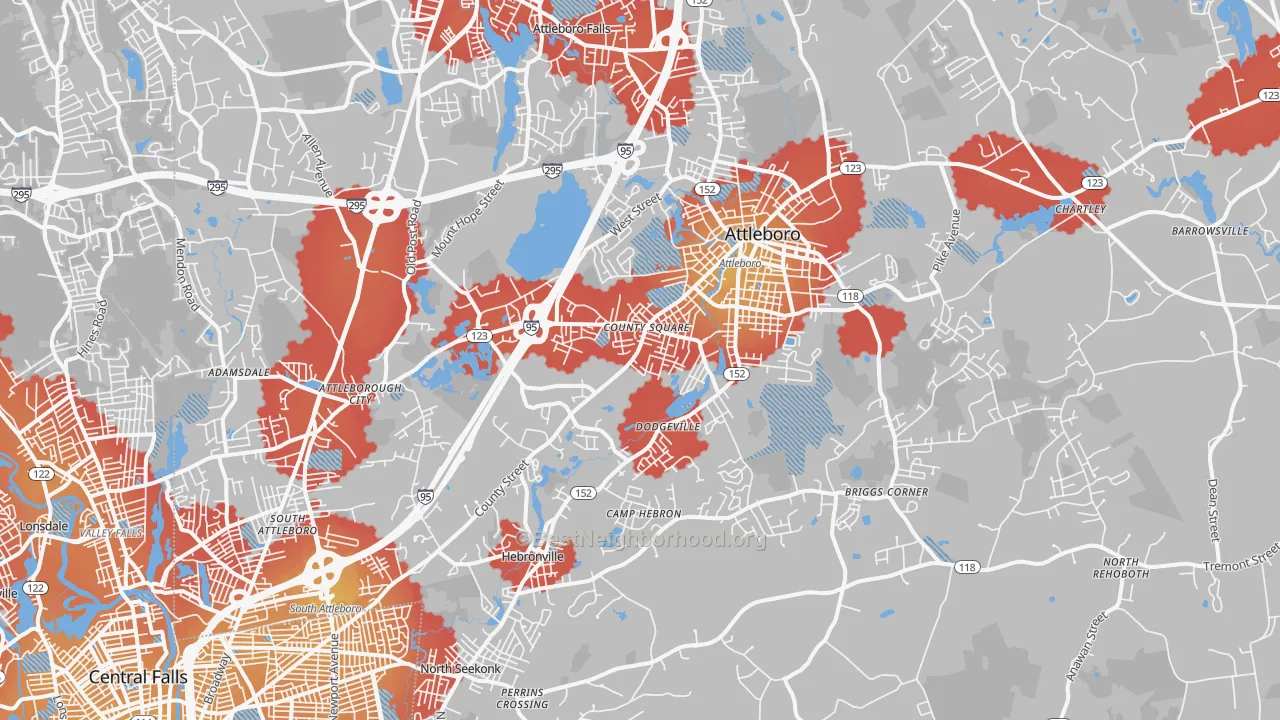 Transit Grade map of Attleboro, MA