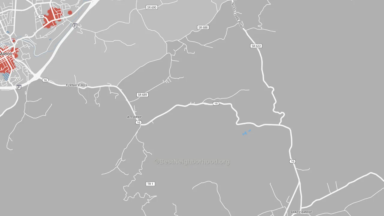 Transit Grade map of Attoway, VA
