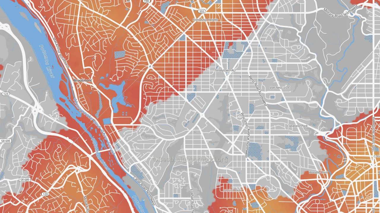 Transit Grade map of Au-Tenleytown, Washington, DC